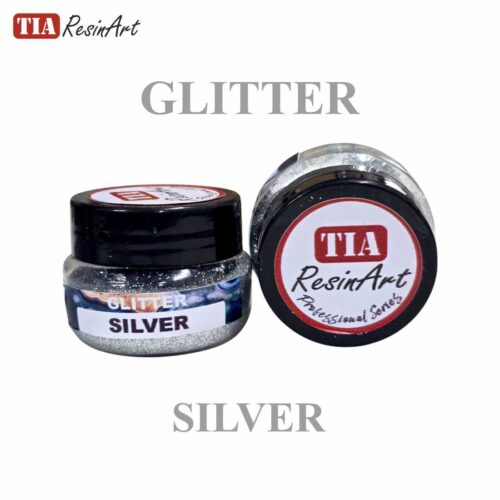 Close-up of Silver Resin Art Glitter in resin craft