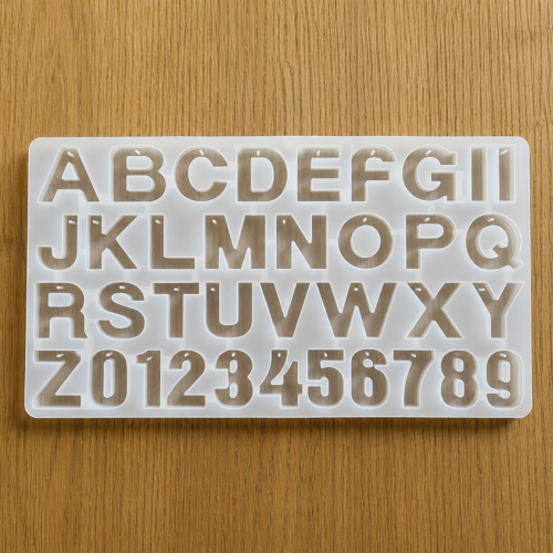 ABCD Alphabet With Hole Keychain 34x19cm 7mm Depth Silicon Mould (SM070)
