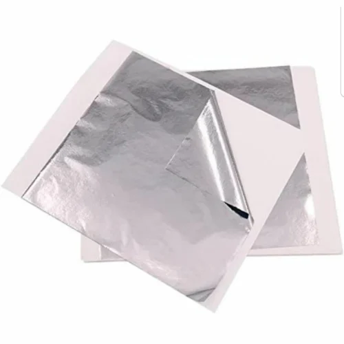Close-up of silver foil sheet for resin crafts and DIY projects