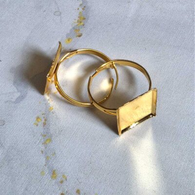 Ring Base Square Pointed Golden 5pc for Resin Art (TR129)