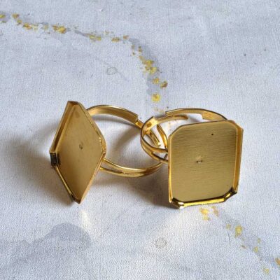 Ring Base Rectangle Pointed Golden 5pc for Resin Art (TR134)