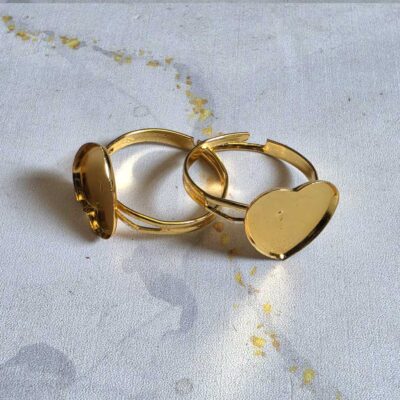 Ring Base Heart Pointed Golden 5pc for Resin Art (TR136)