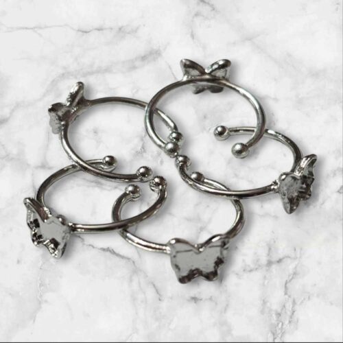 5pc Butterfly Pointed Silver Ring for Resin Art