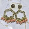 Jhumka Earring Bezels Golden - Baby Pink Moti For Resin Art (239) - Product Image