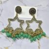 Jhumka Earring Bezels Golden - Light Green Moti For Resin Art (254) - Product Image