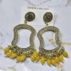 Jhumka Earring Bezels Golden - Yellow Moti For Resin Art (265) - Product Image