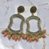 Jhumka Earring Bezels Golden - Baby Pink Moti For Resin Art (266) - Product Image
