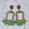 Jhumka Earring Bezels Golden - Light Green Moti For Resin Art (267) - Product Image