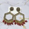 Jhumka Earring Bezels Golden - Red Moti For Resin Art (274) - Product Image