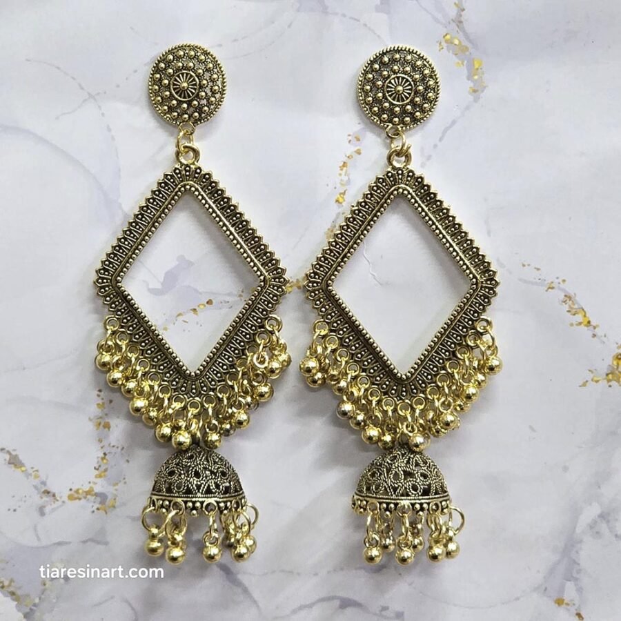 Jhumka Earring Bezels Golden with With Jumar For Resin Art (287) - Product Image