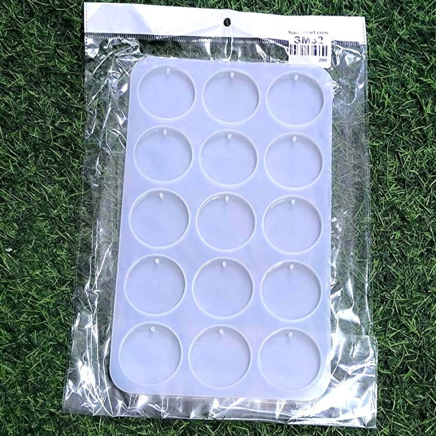 Keychain 15 Cavity 2in Round Silicon Mould - Product Image