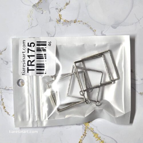 Close up of Bezels Square Pendant Earrings