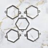 Bezel Hexagon Resin Earrings pack of 5