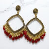 Rhombus Jhumka Earring Bezels Golden - Red Moti For Resin Art (TR272)