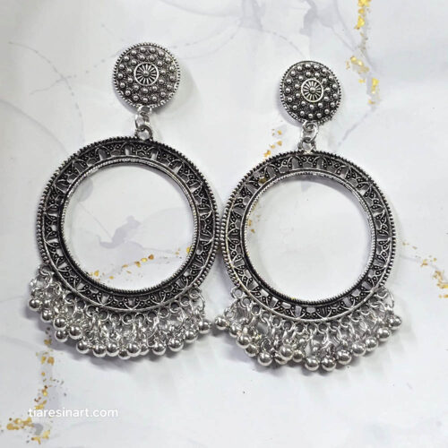 Jhumka Earring Bezels Silver For Resin Art (305) - Product Image