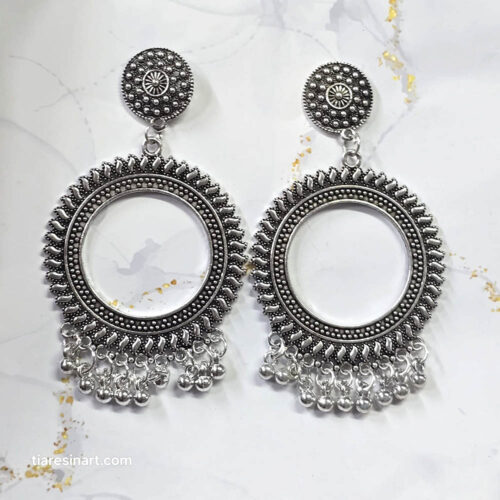 Jhumka Earring Bezels Silver Premium for Resin Art