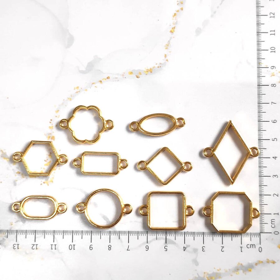 Bezels Golden Mix Pack of 10 - Pendant Earrings For Resin Art - (TR682)
