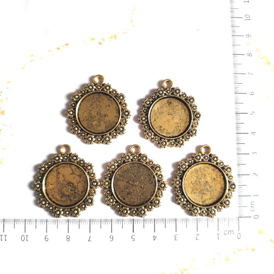 Bezel Antique Pendant Pack of 5pc for making Resin jewelry (TR783)