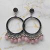 Round Jhumka Earring Bezels Silver Pink Moti Ultimate - Resin Art Supplies
