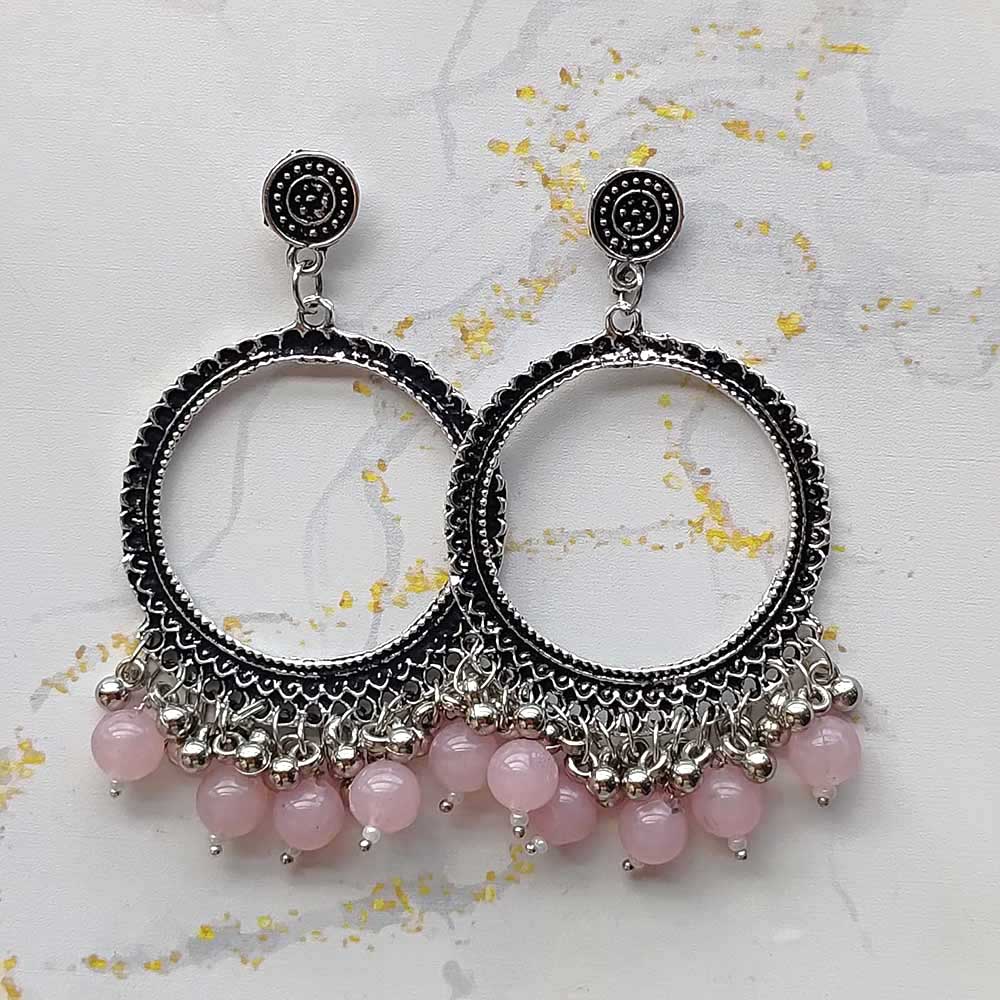 Round Jhumka Earring Bezels Silver – Pink Moti For Resin Art (TR983) 1 Round Jhumka Earring Bezels Silver Pink Moti Ultimate - Resin Art Supplies