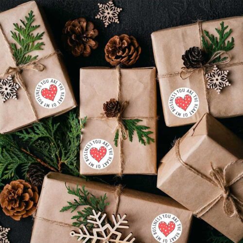 Heart-themed adhesive stickers for candles