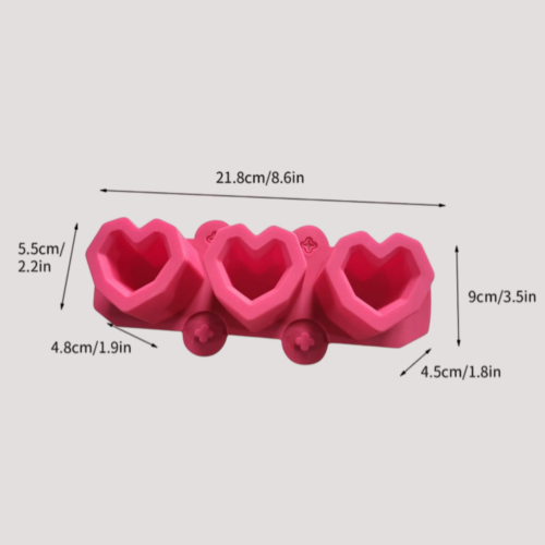 Close-up of silicone heart-shaped planter mould for epoxy resin crafts