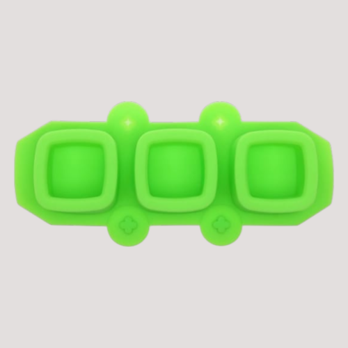 Close-up of small square resin planter being formed in silicone mould