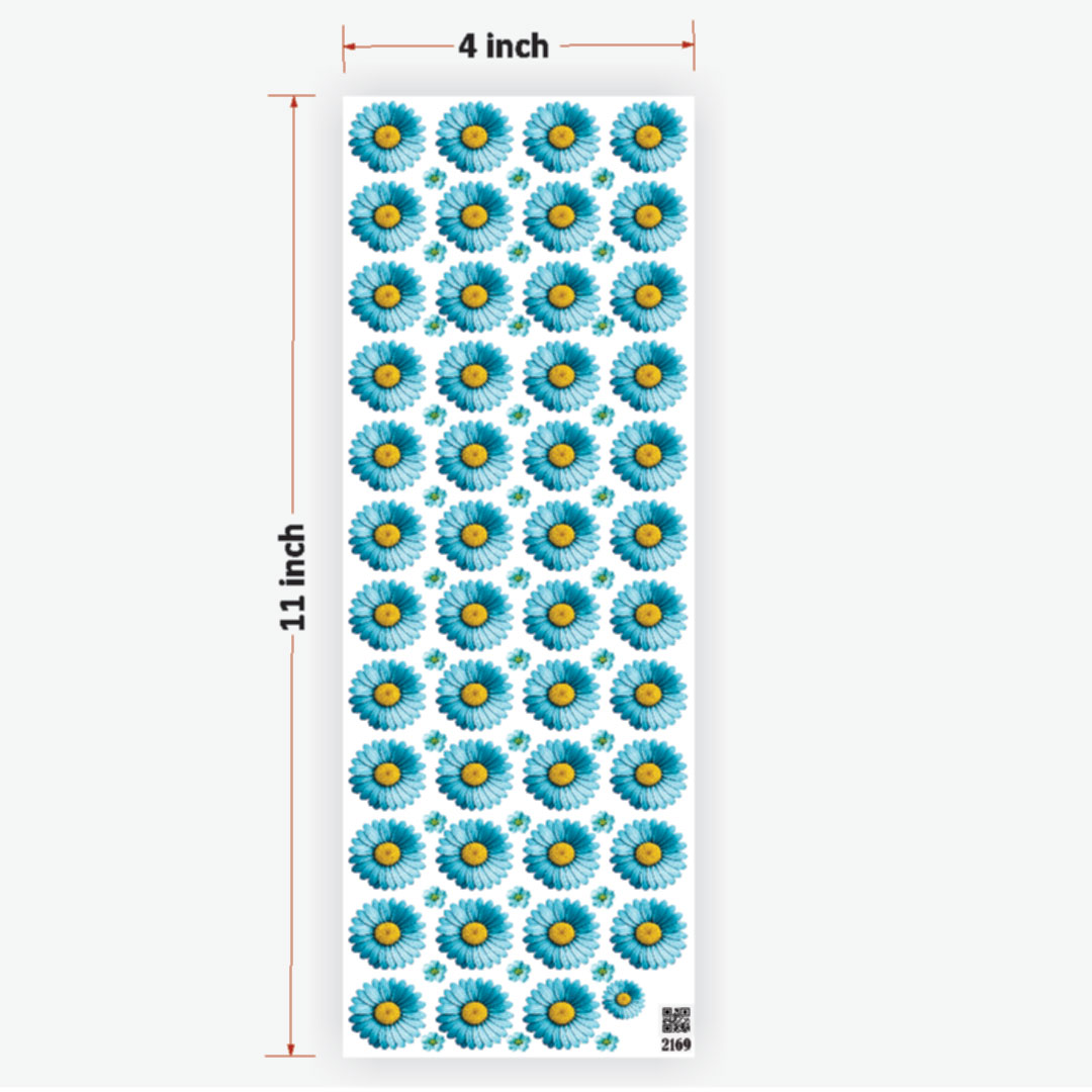 Daisy Ferozi Blue Flowers UVDTF Sticker for Resin art (TR2169) 1 Daisy Ferozi Blue Flowers UVDTF Sticker Premium - Ultimate Resin Art