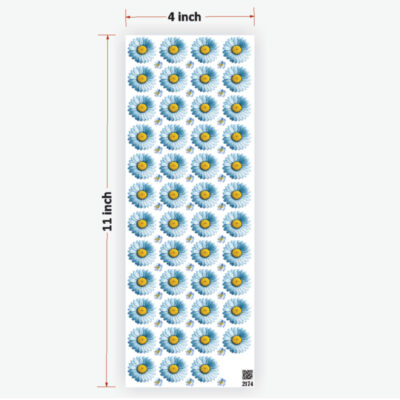 Daisy Dark Blue Flowers UVDTF Sticker for Resin art (TR2174)