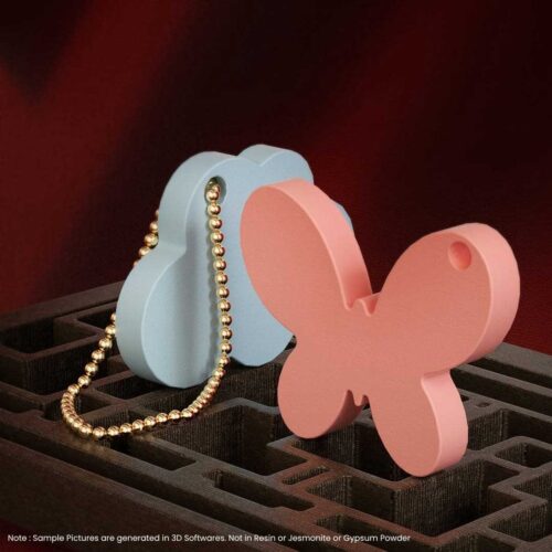 Close-up of detailed butterfly resin keychain mold for jewelry crafting
