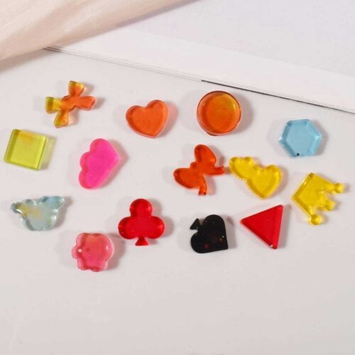 Close-up of geometric earring mold with crystal-clear finish