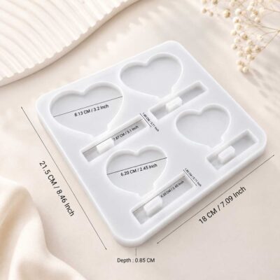Heart 4 cavity Photo Frame & Stand SIlicon Mould (SM335)