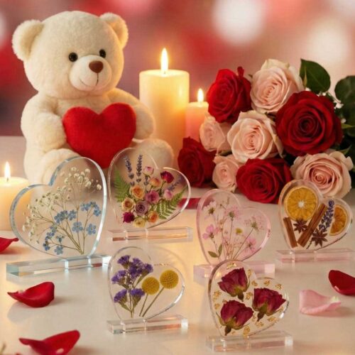 Heart 4 cavity Photo Frame & Stand SIlicon Mould (SM335)-