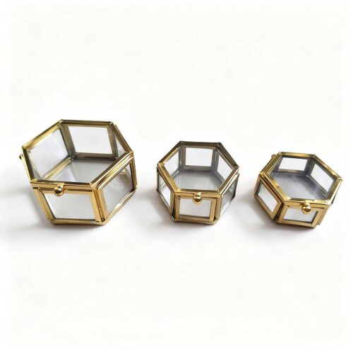Elegant hexagon resin art storage container with modern design