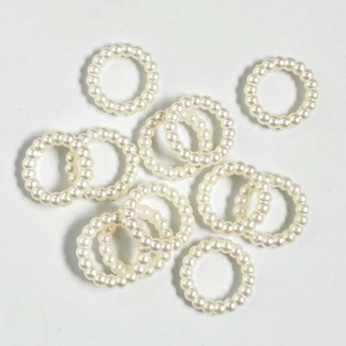 Round White Pearl Moti Ring Elegant Resin Art Piece