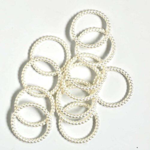 Round White Pearl Moti Ring 2inch Premium Elegant Resin Accessory