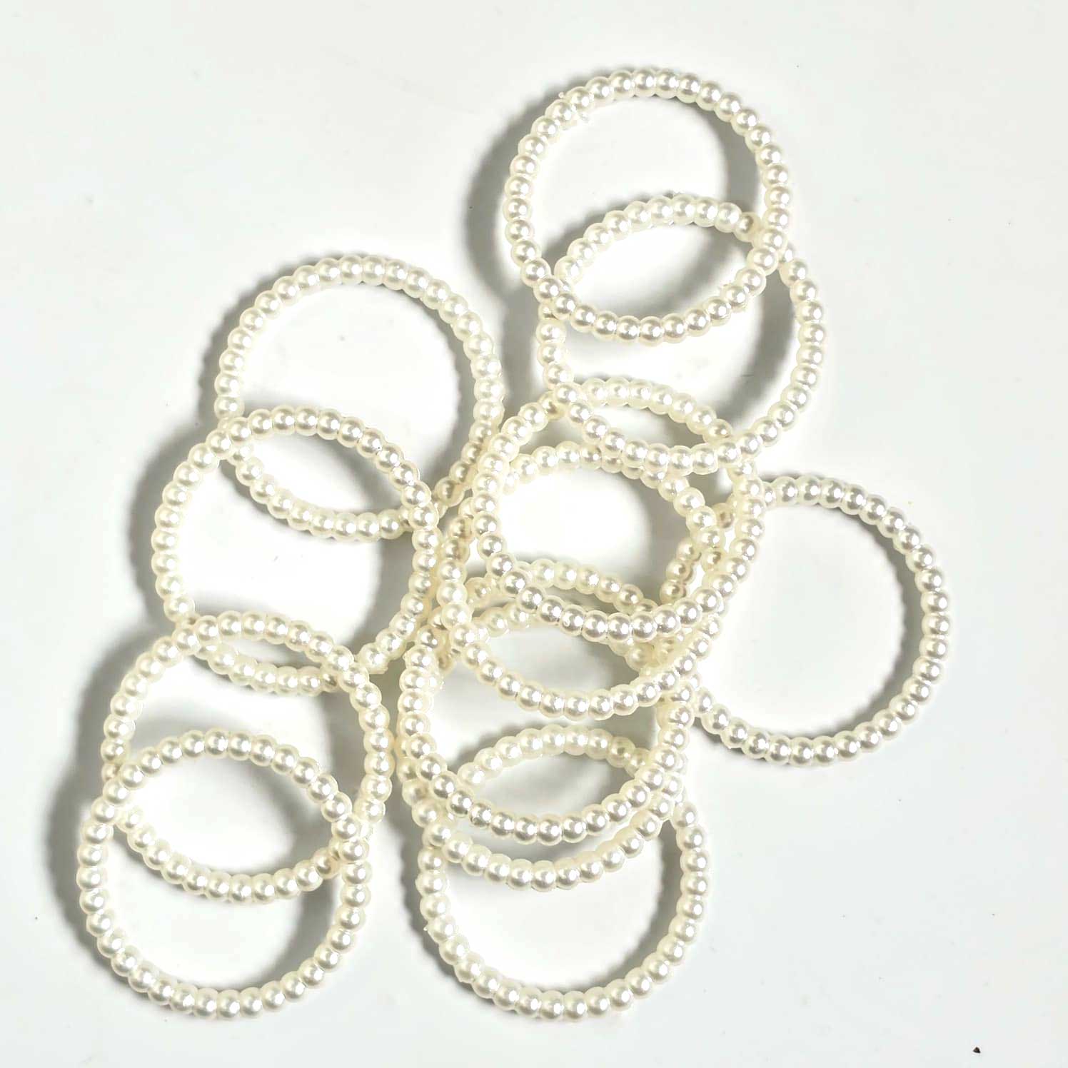 Round White Pearl Moti Ring 2inch (TR1388) 1 Round White Pearl Moti Ring 2inch Premium Elegant Resin Accessory