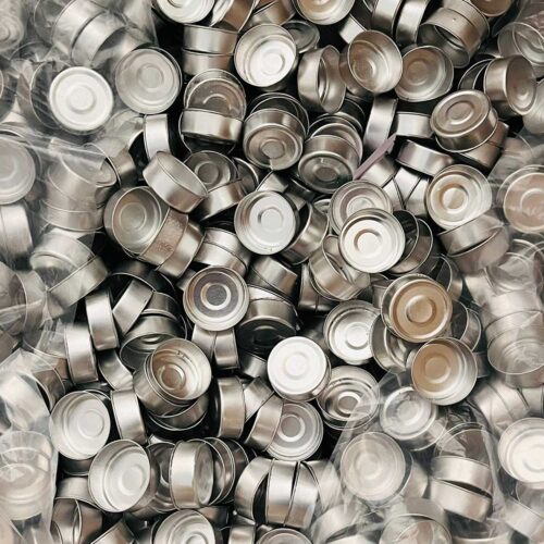 Close-up of aluminium tealight candle cup with smooth finish for resin projects